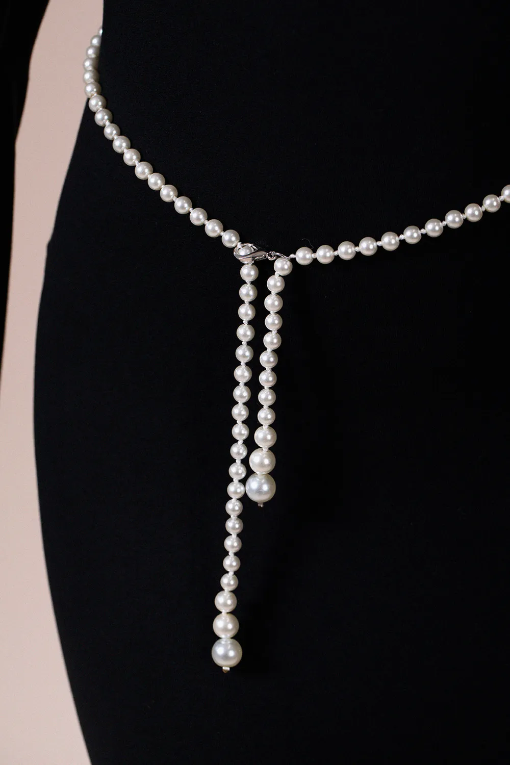 SVNX cintura catena perle bianche argento