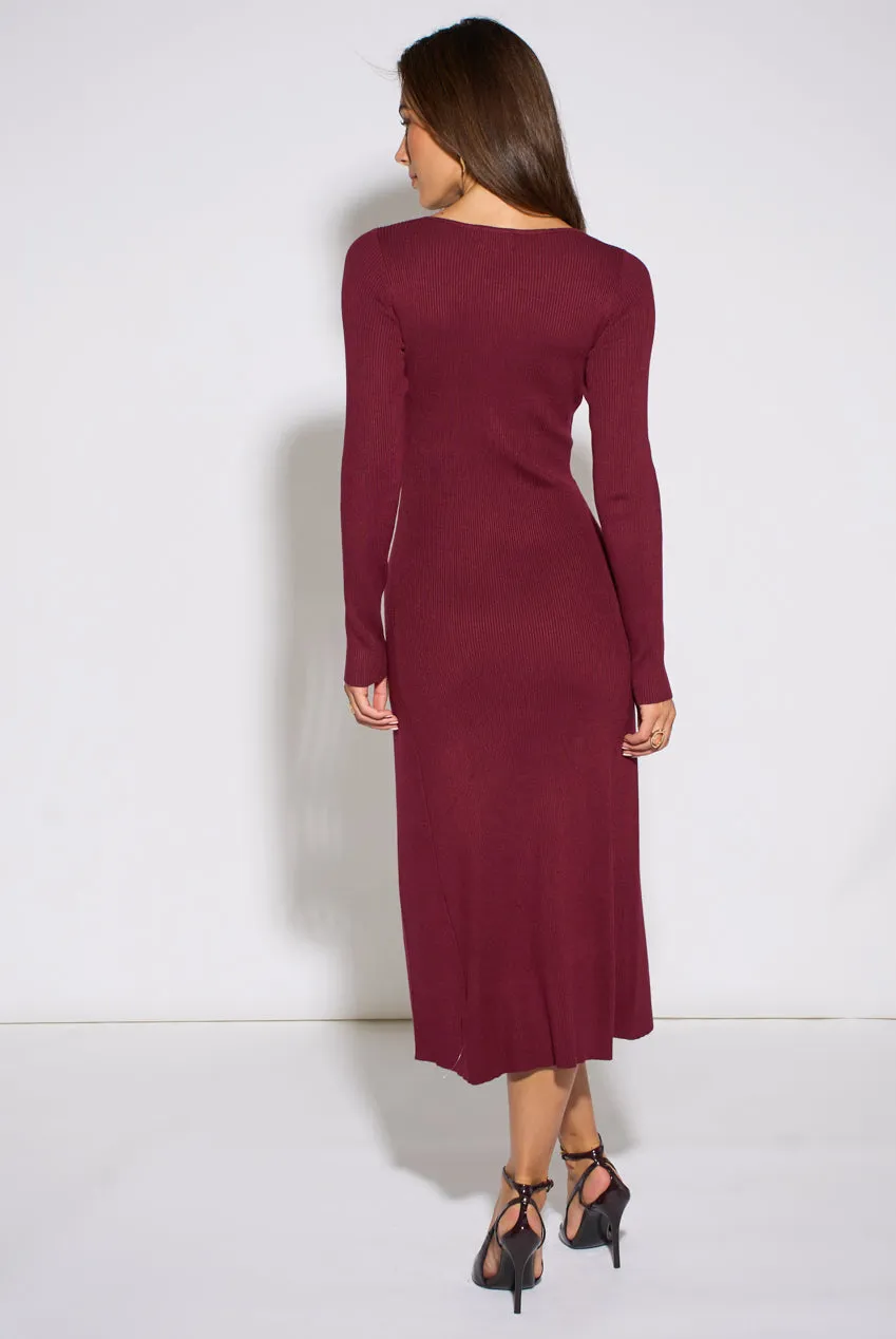 Goddiva Gini London abito midi berry bottoni oro