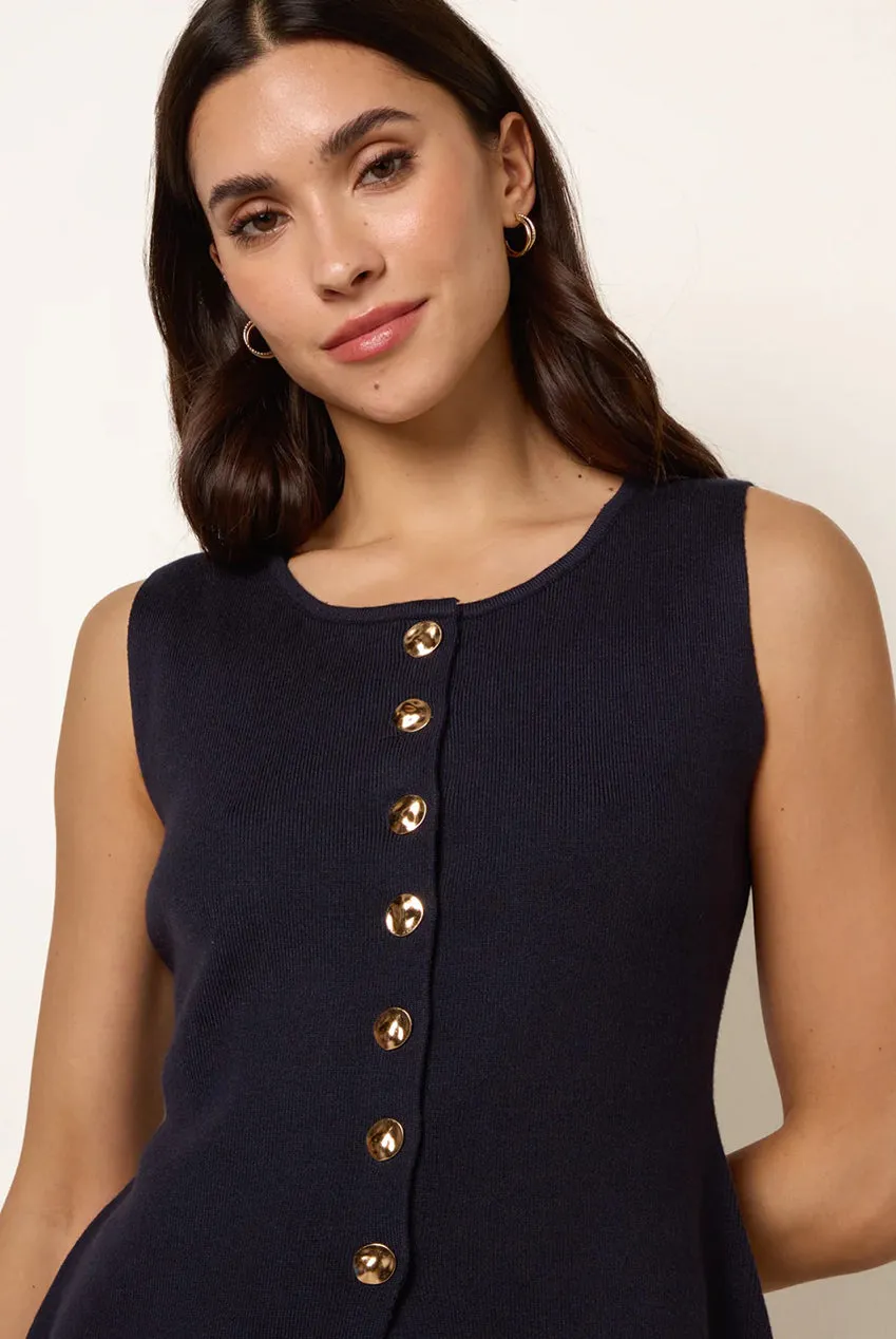 Blue Vanilla Gold Button completo 2 pezzi blu navy