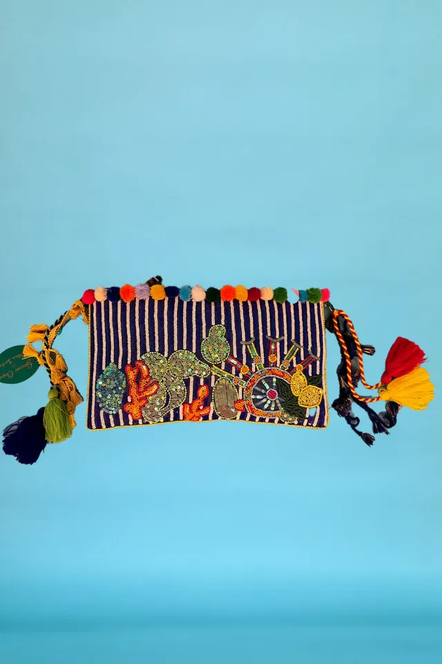 Antica Sartoria DV702 pochette clutch donna celeste cotone