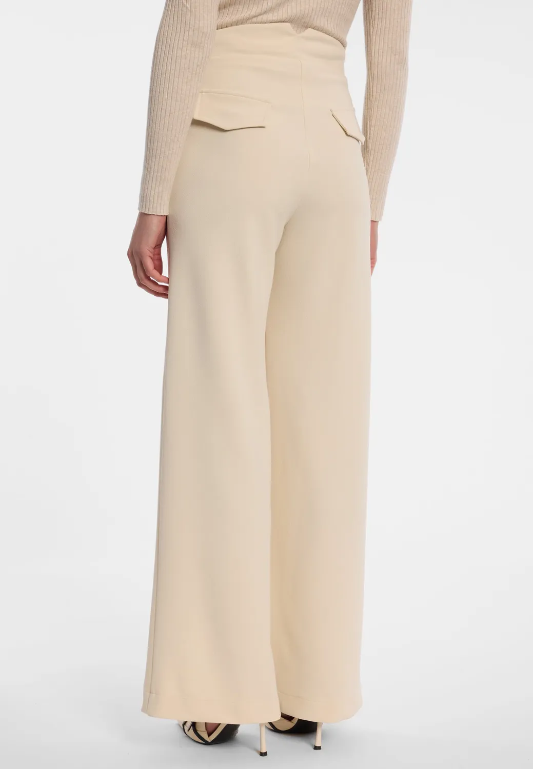 Ana Alcazar Ellistine pantaloni Marlene avorio vita alta