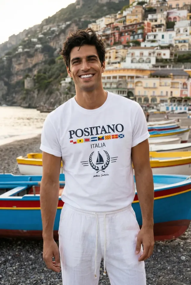 Antica Sartoria Positano FM013 t-shirt cotone blu