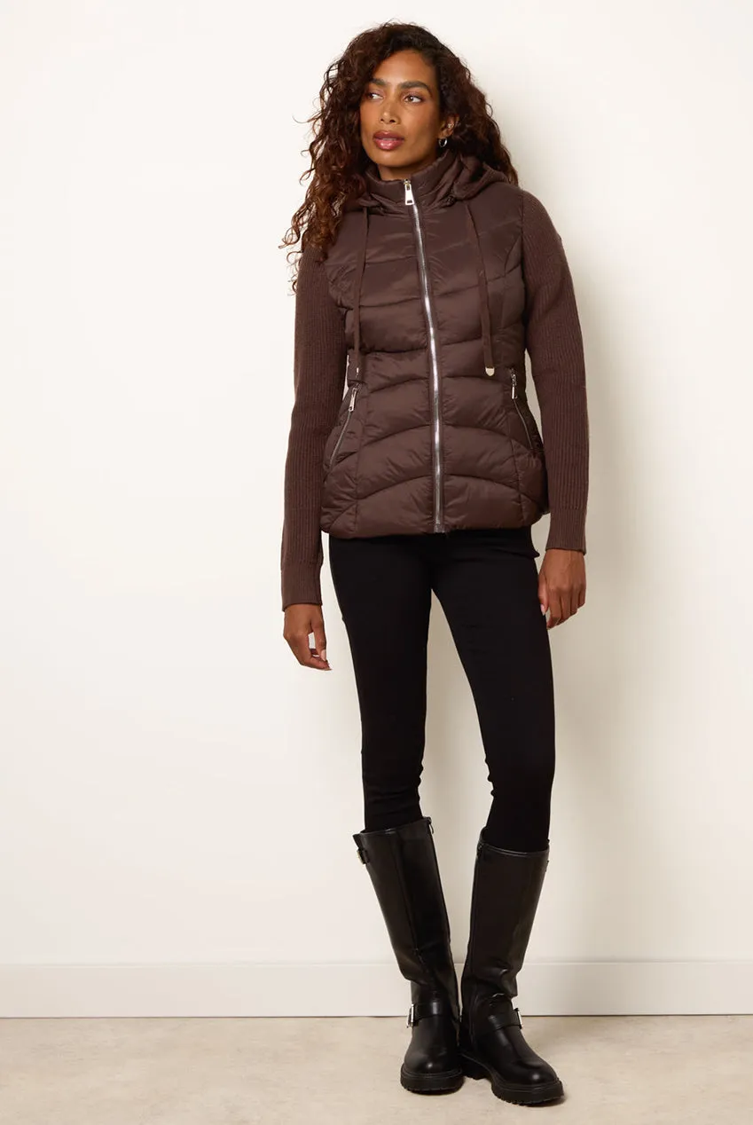 Blue Vanilla giacca puffer cioccolato L maniche knit