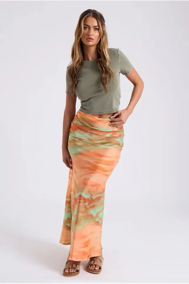 Goddiva Urban Bliss gonna lunga tie dye multicolor sbieco