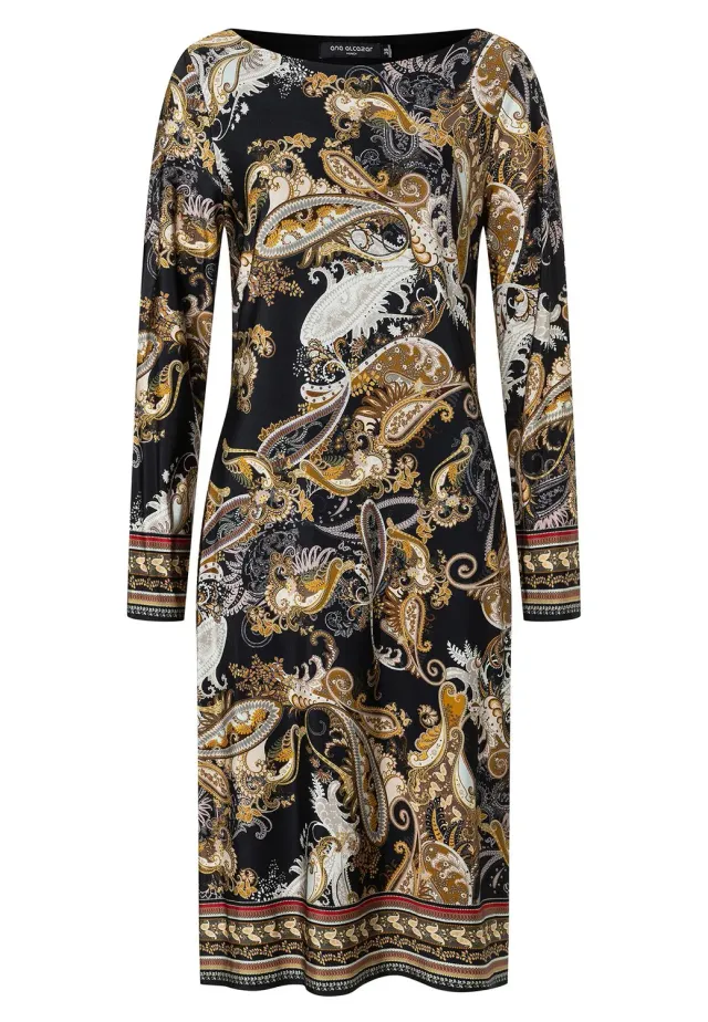 Ana Alcazar Hibale abito paisley dritto marrone