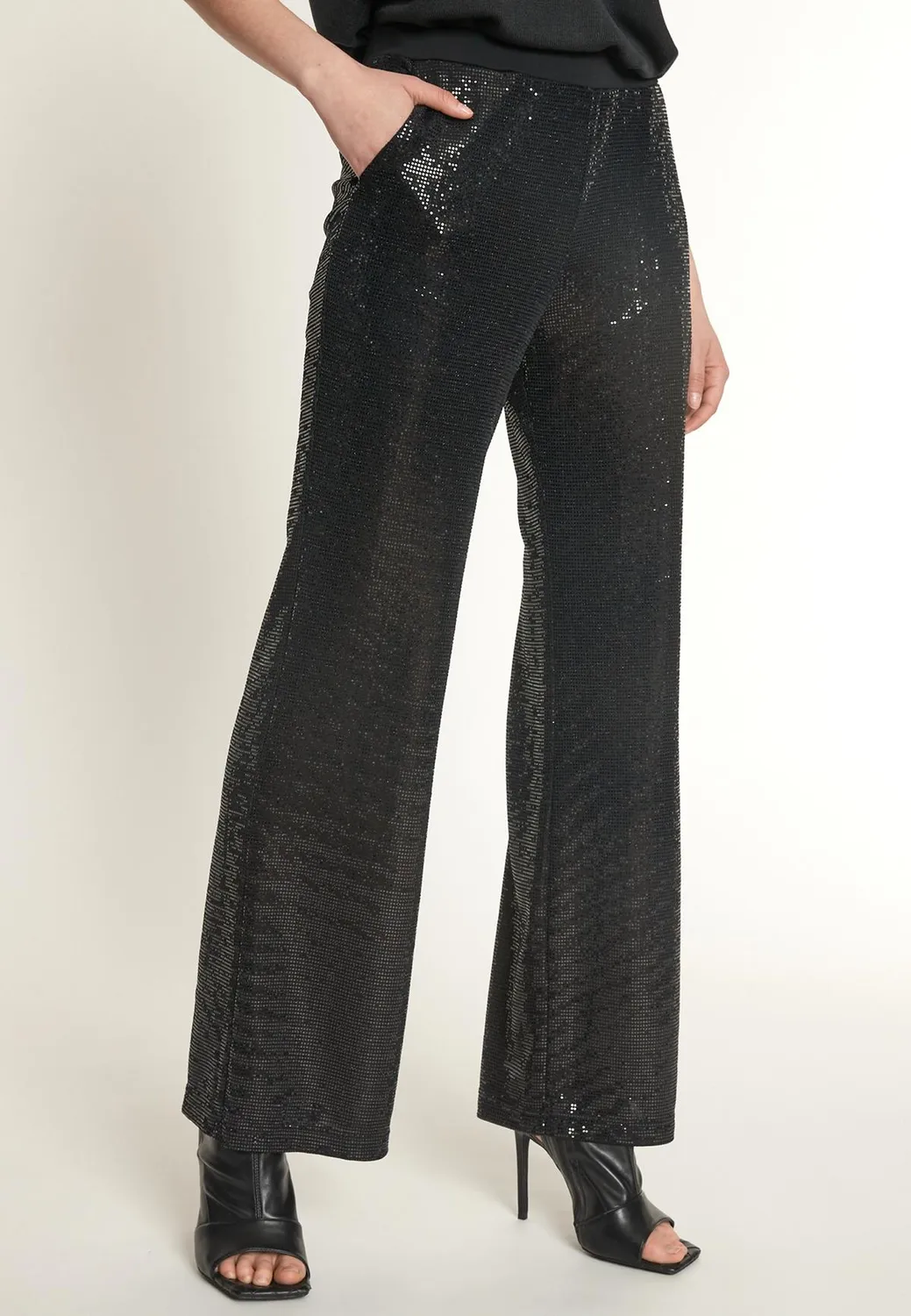 Ana Alcazar Ofyra pantaloni paillettes neri serata