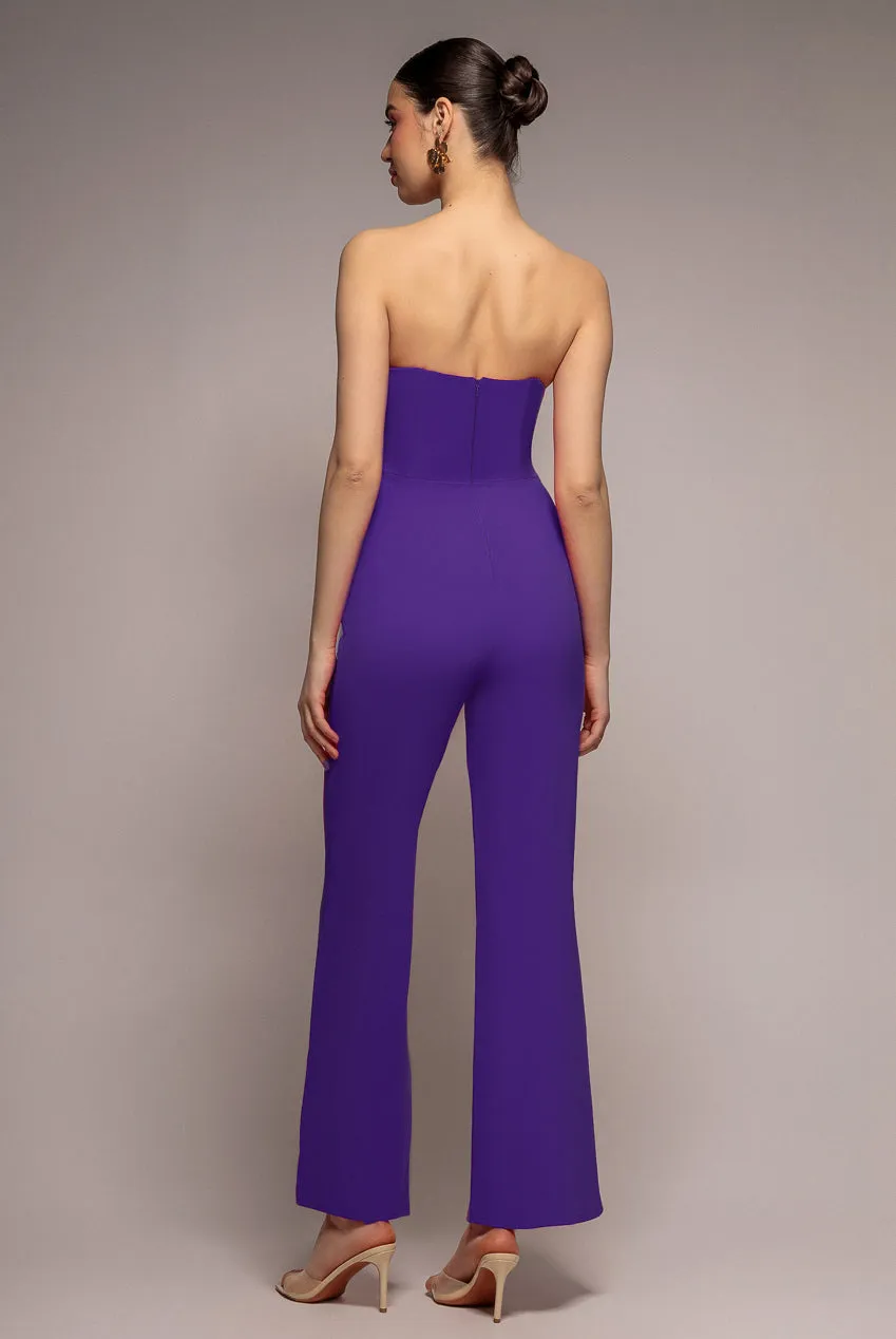 Goddiva Bandeau Scuba tuta viola senza spalline