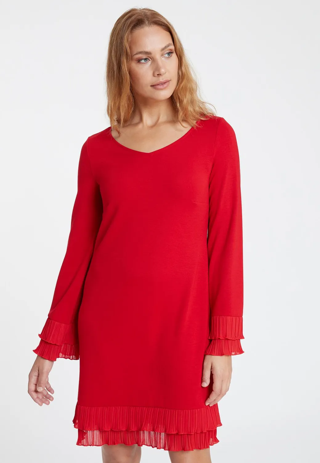 Ana Alcazar Sipoly abito rosso scollo a V
