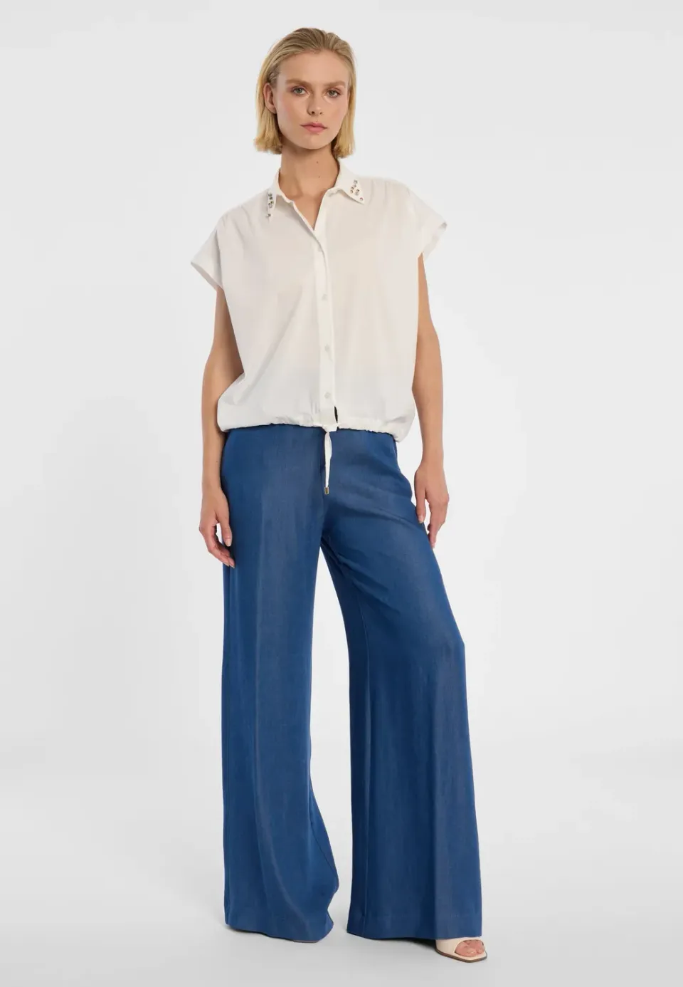 Ana Alcazar Doena pantaloni palazzo denim estivi fluidi