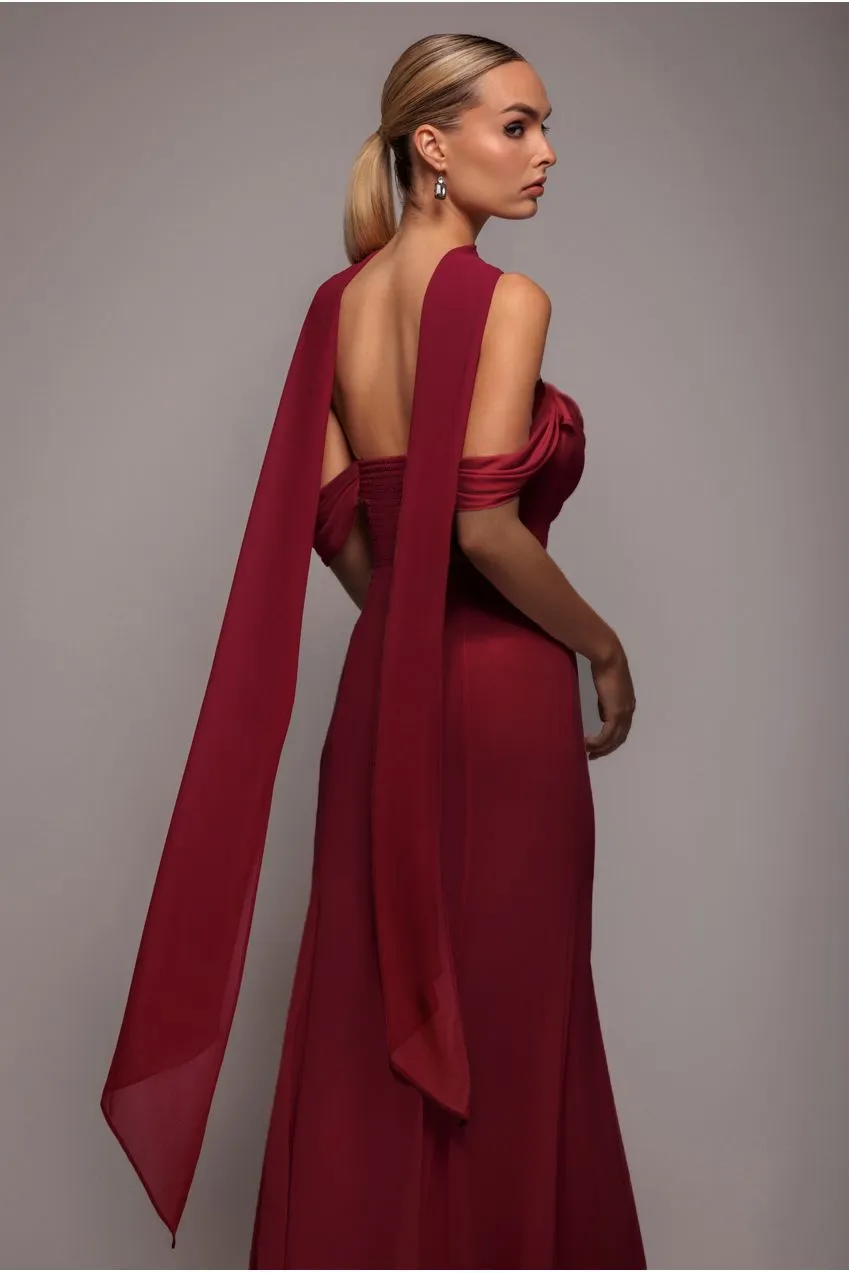 Goddiva Chiffon sciarpa bordeaux damigella cerimonia