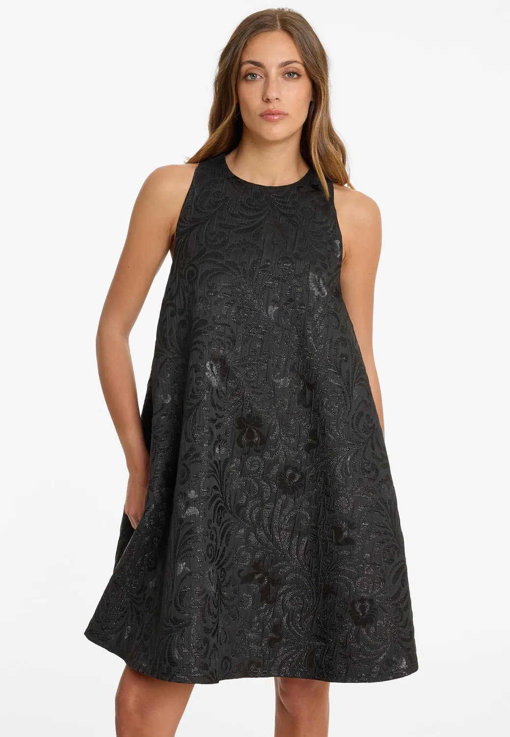 Ana Alcazar Absila Vestito Broccato Nero Floreale