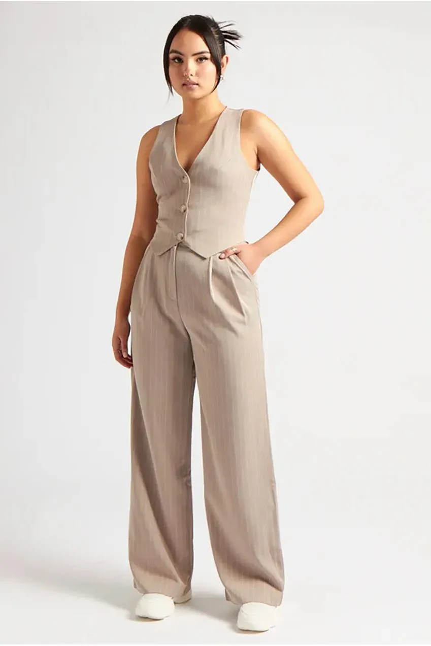 Urban Bliss Stripe pantaloni palazzo beige rigati