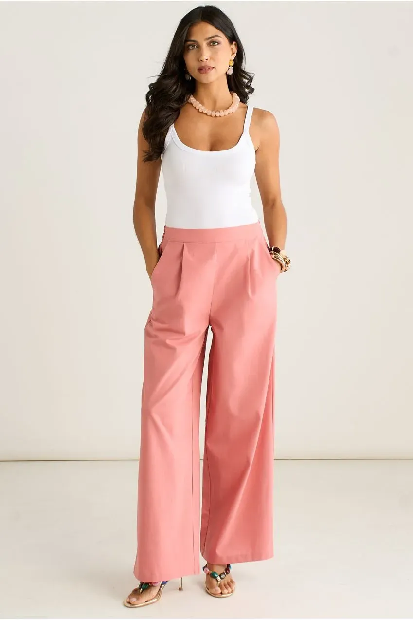 Gini London GL2229 pantaloni corallo lino gamba larga