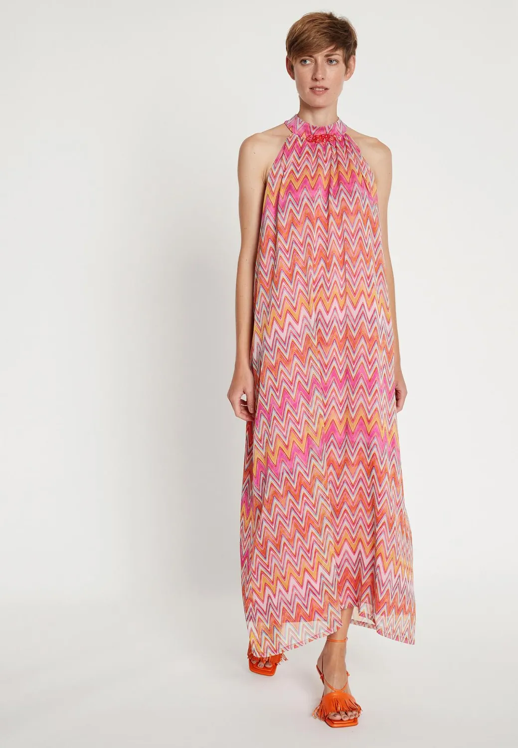 Ana Alcazar Libane abito maxi halter multicolore