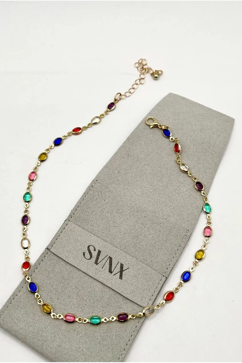 SVNX Oval Chain collana multicolore cristalli
