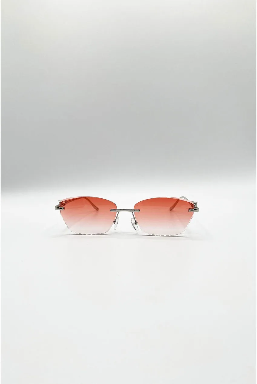 SVNX Cat Eye occhiali da sole arancioni senza montatura