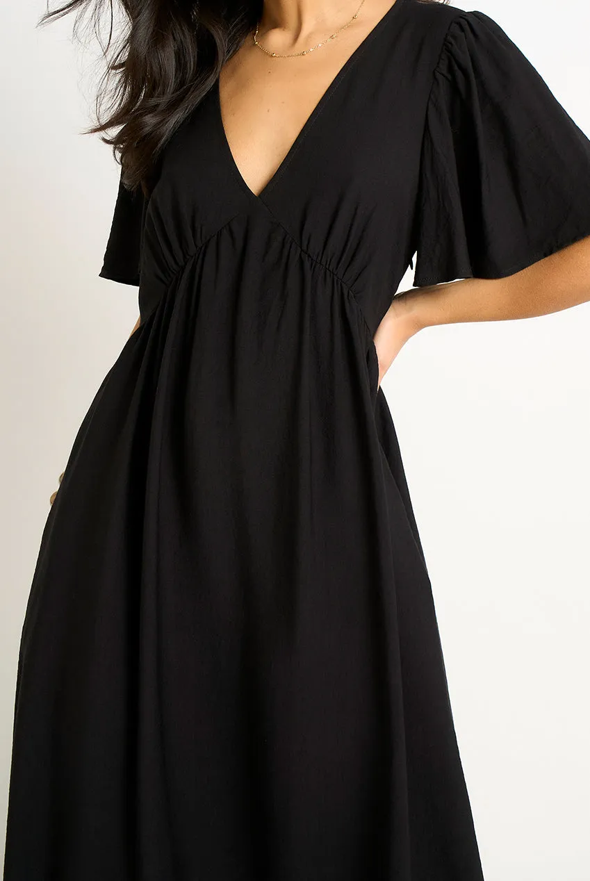 Gini London V Neck Angel abito maxi nero skater