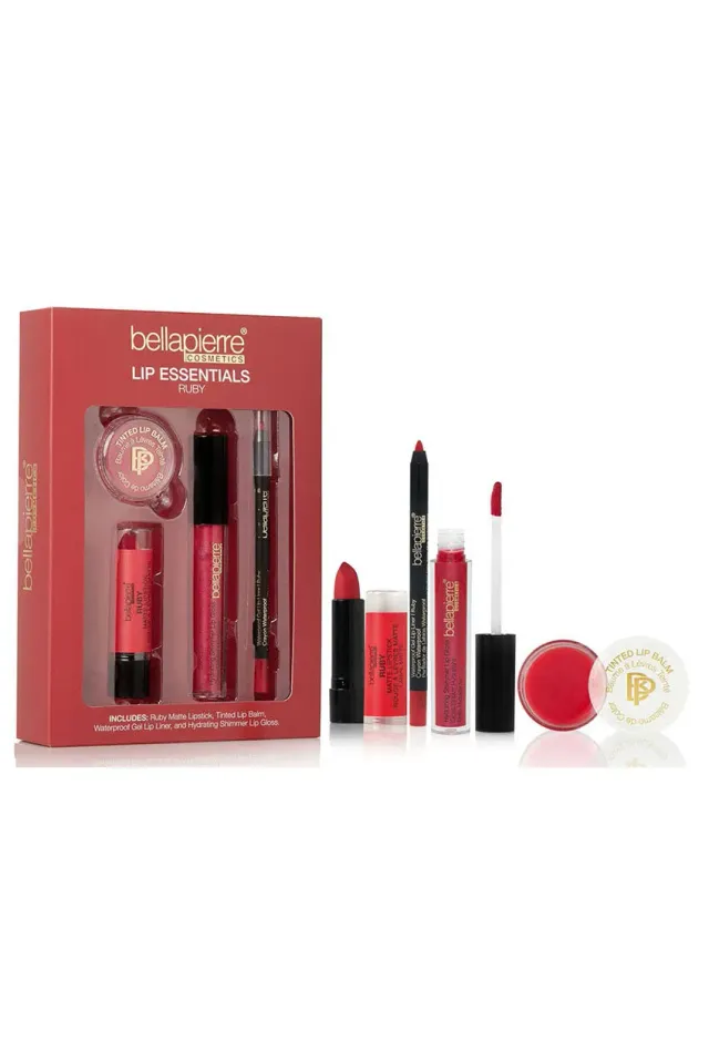 Bellapierre Lip Essentials Kit labbra rosso ruby 4 pezzi