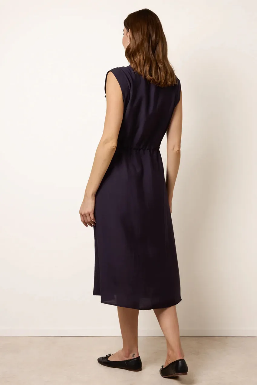 Blue Vanilla Tie Waist abito navy midi cintura