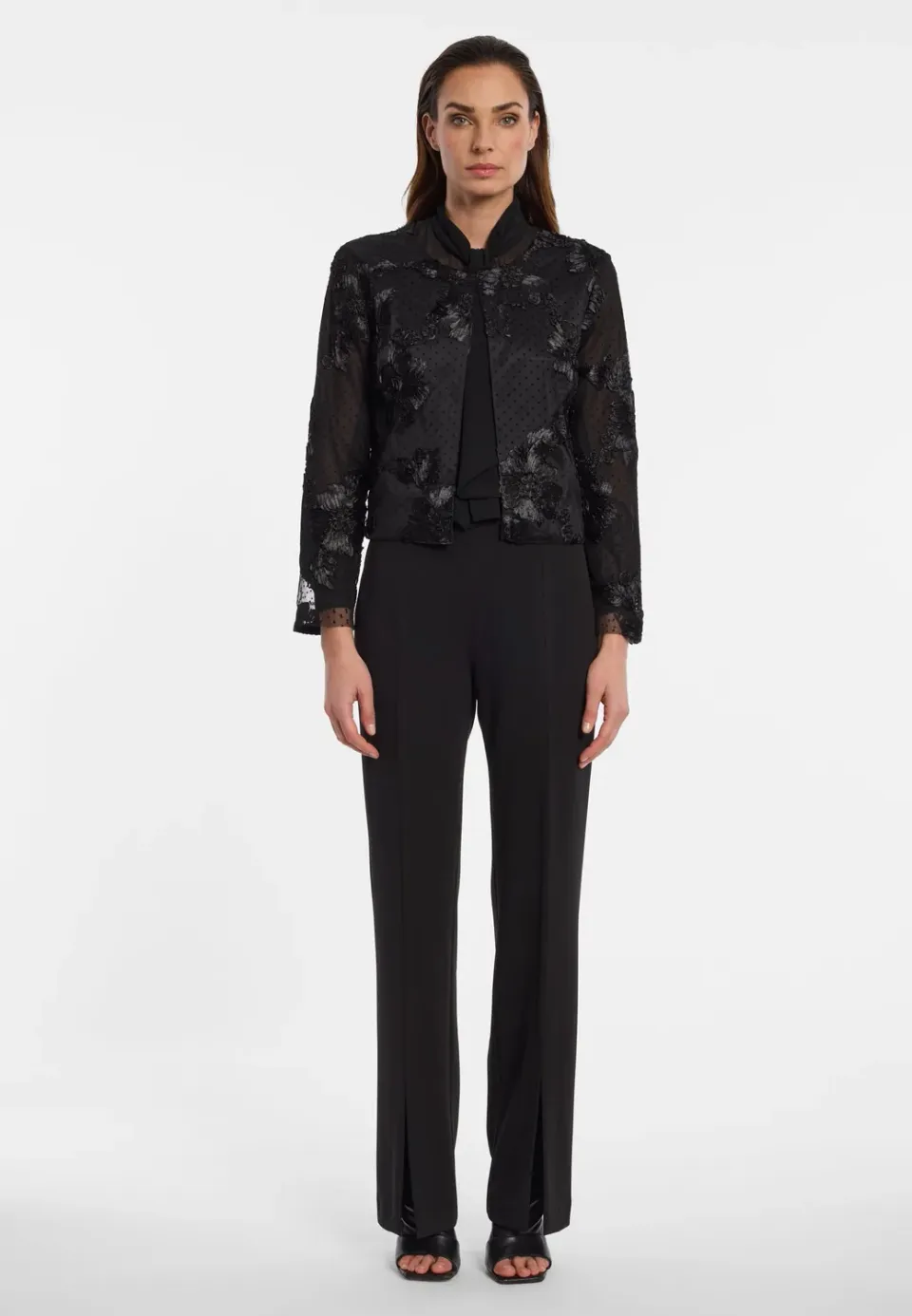 Ana Alcazar Elvie giacca nera fiori chiffon