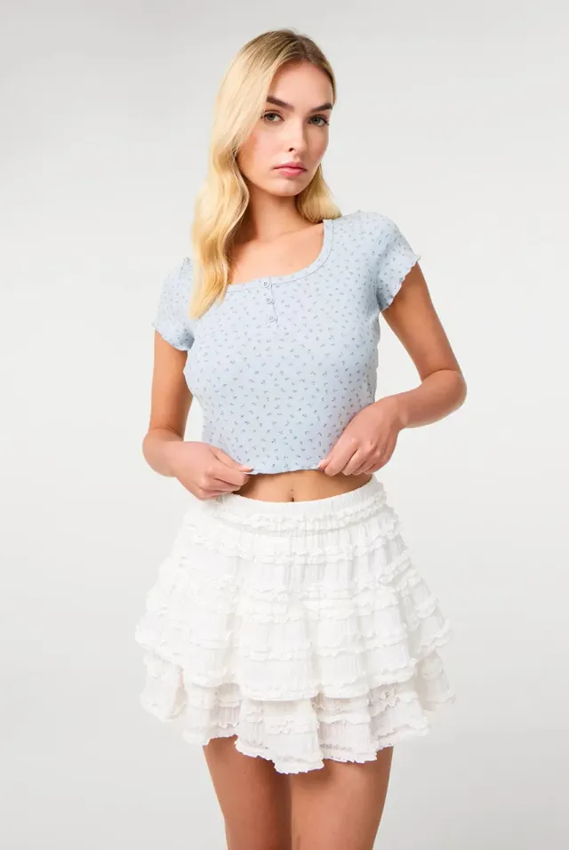Pink Vanilla Ditsy Print t-shirt floreale blu