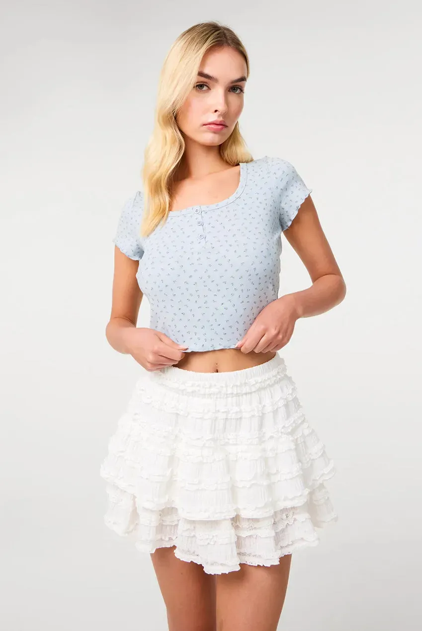Pink Vanilla Ditsy Print t-shirt floreale blu