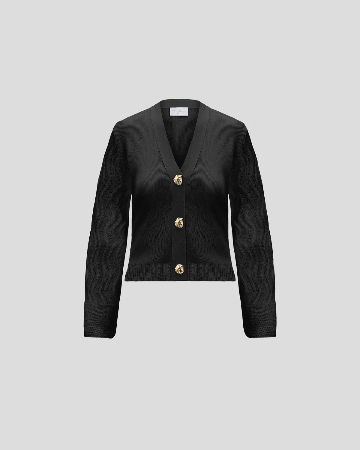 Violante Nessi Wei Wei cardigan nero cashmere scollo V