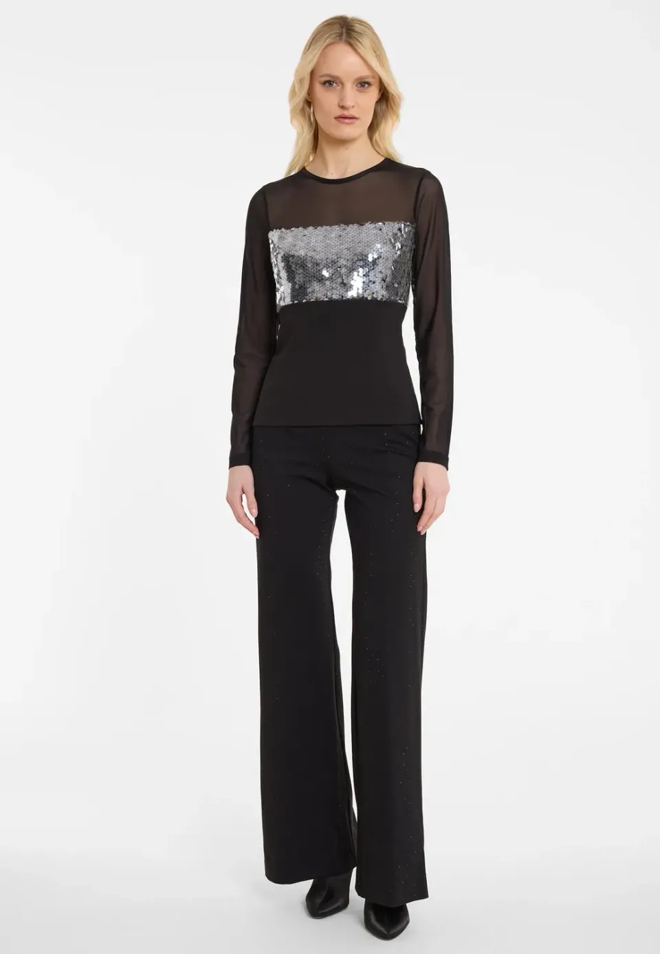 Ana Alcazar Abdia top sera nero paillettes