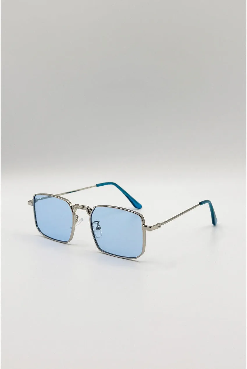 SVNX Vintage Metal Square occhiali sole blu