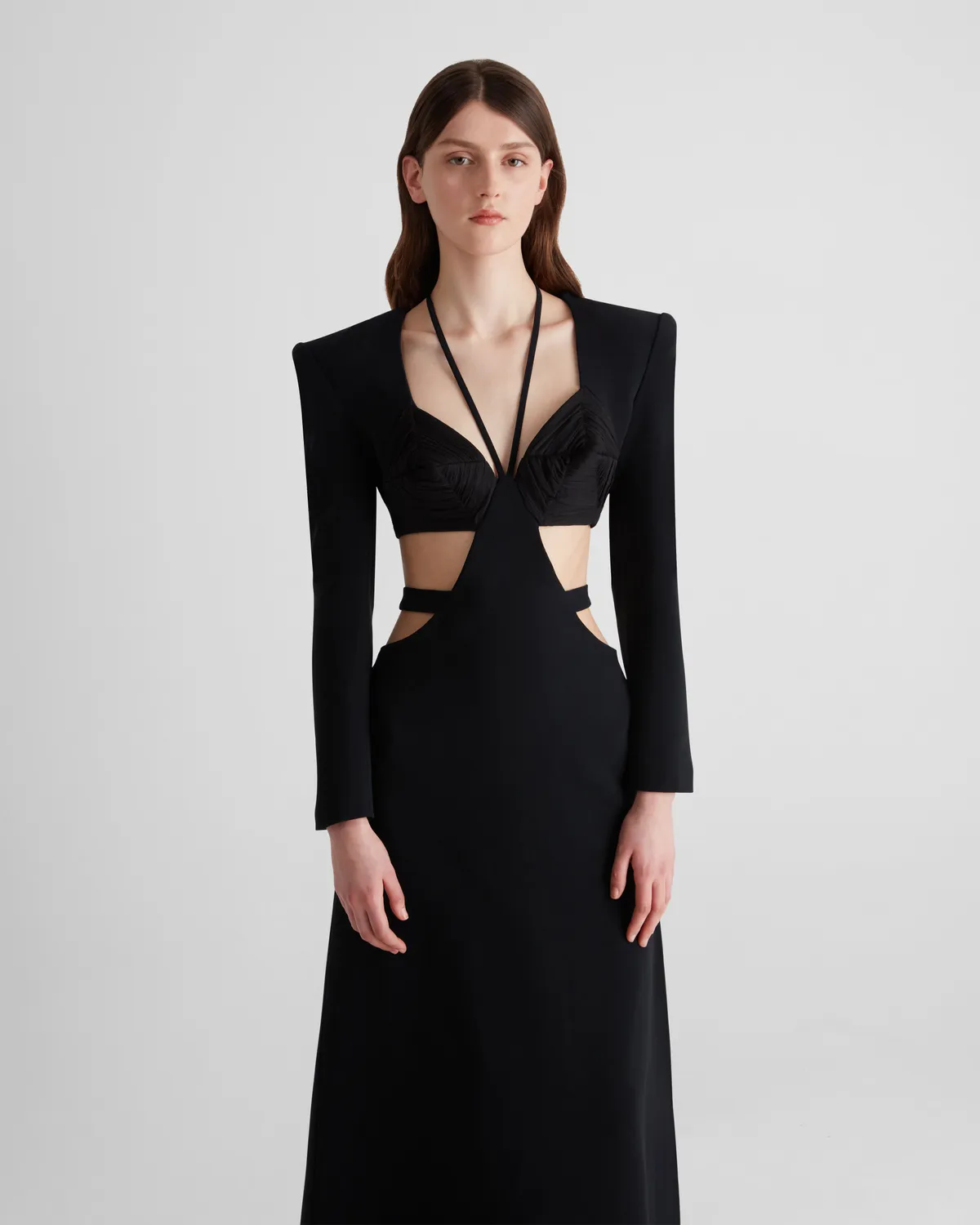 Violante Nessi Bruna abito da sera cut-out nero