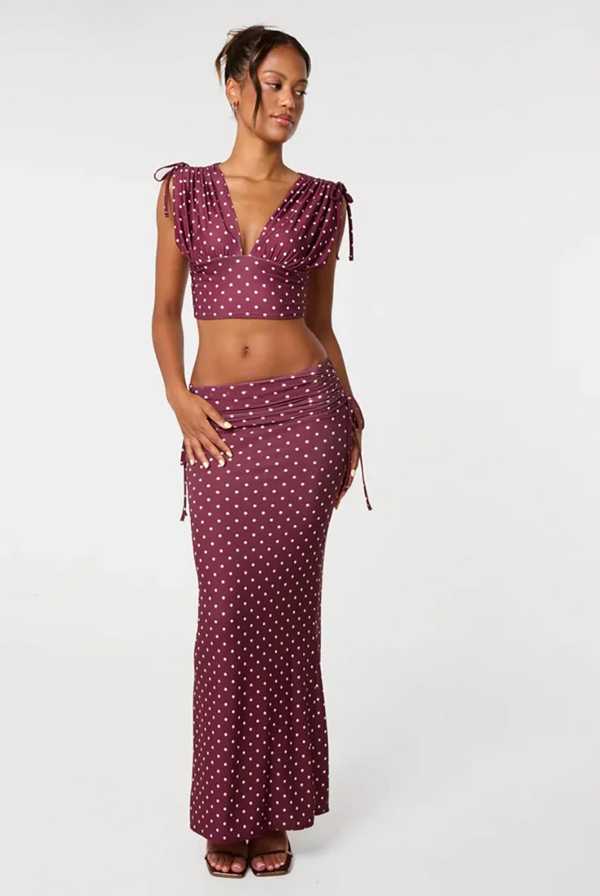 Pink Vanilla Polka Dot top bordeaux pois S