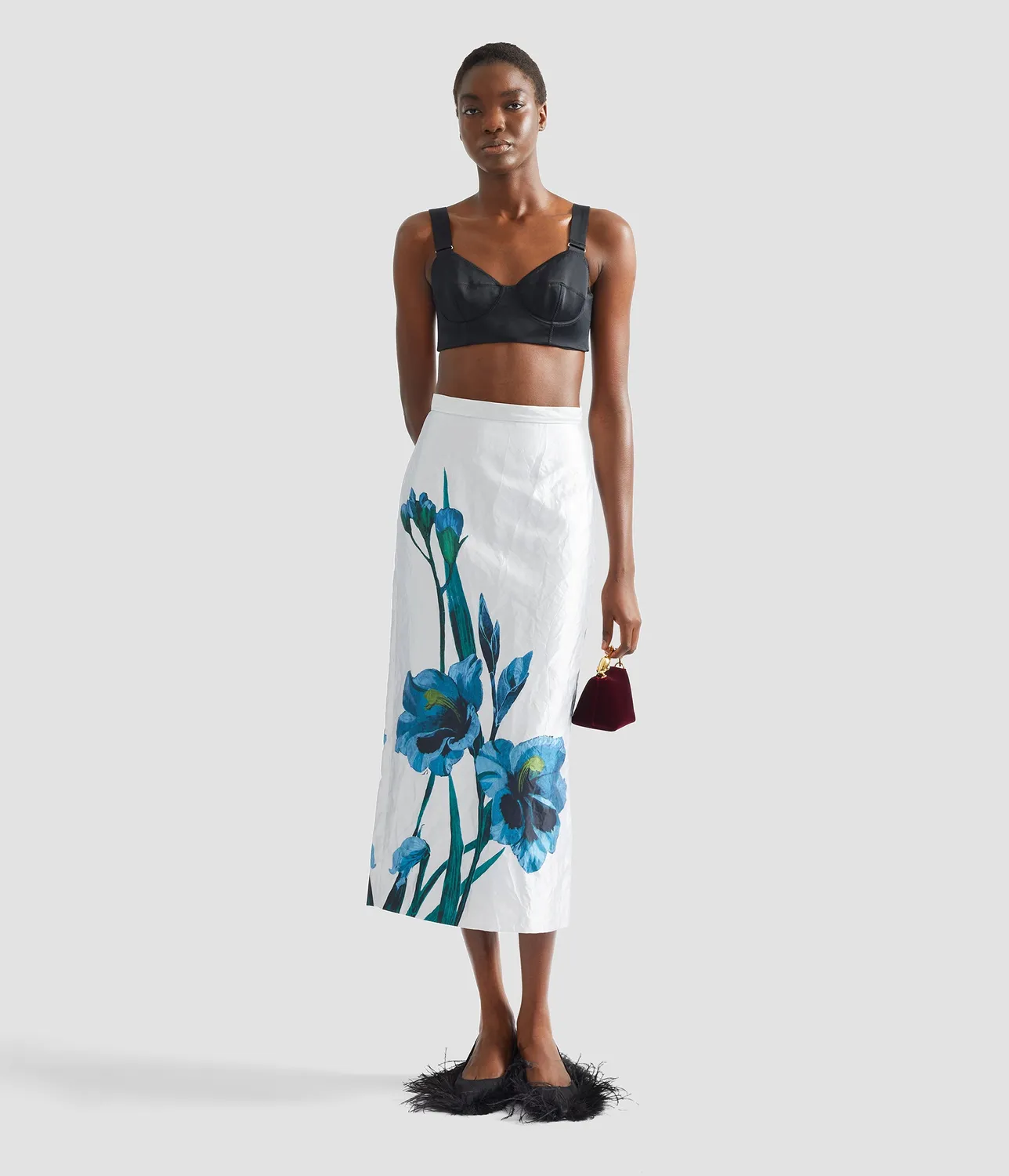 Erdem Crepe Black Satin Bralet bralette raso nero cuore