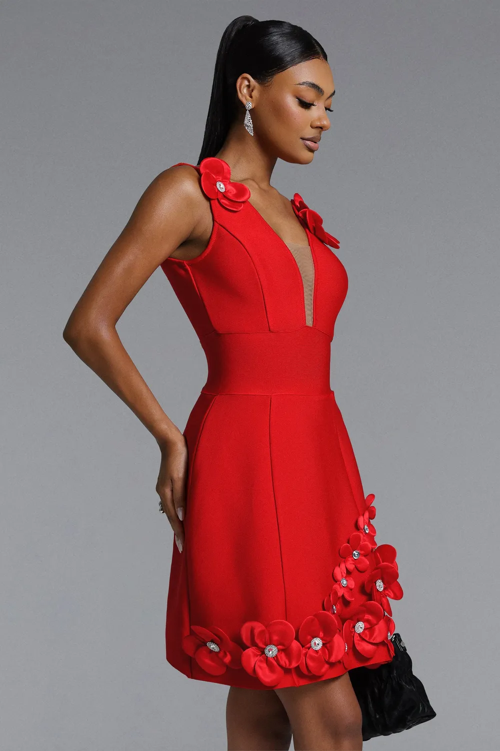 Bella Barnett Juyce abito mini rosso floreale bandage