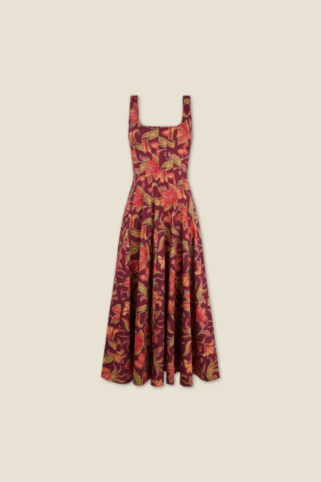Dahlia Audrey abito viola corsetto scollo quadrato