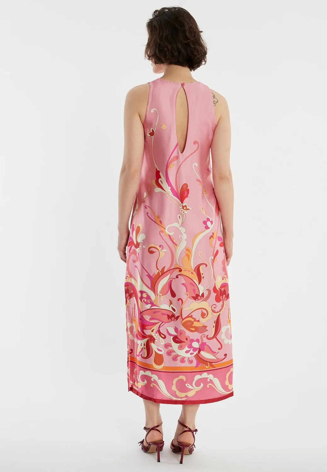 Ana Alcazar Zemia abito lungo rosa satin