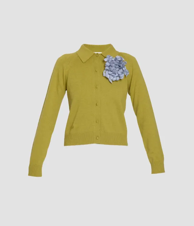 Erdem Floral Corsage Knit cardigan con spilla