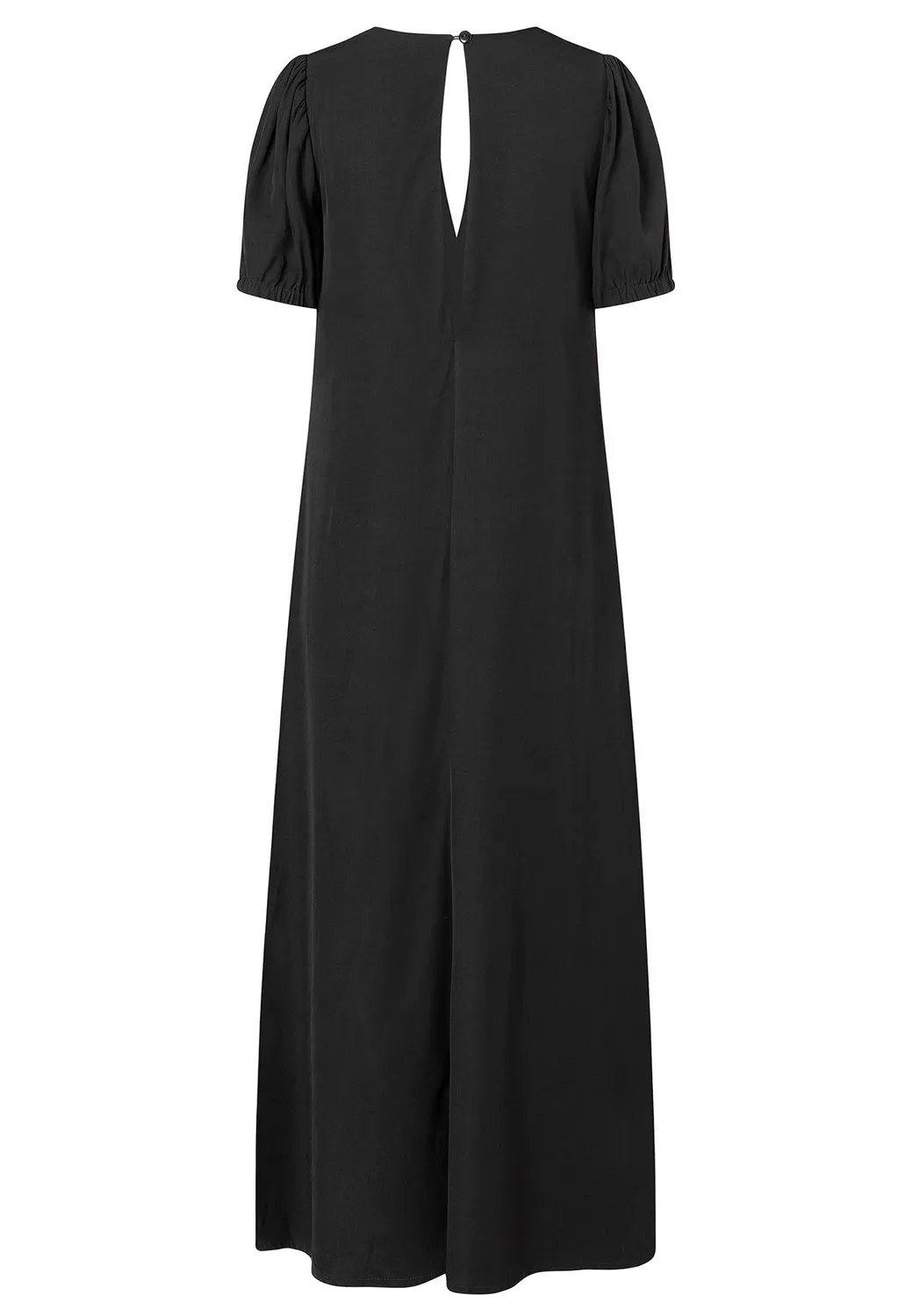 Ana Alcazar Zamara abito lungo nero scollo V