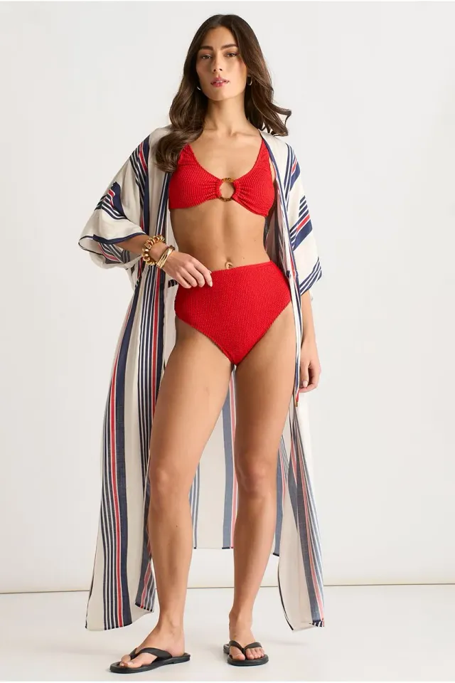 Gini London Stripe kimono mare multicolor con lacci