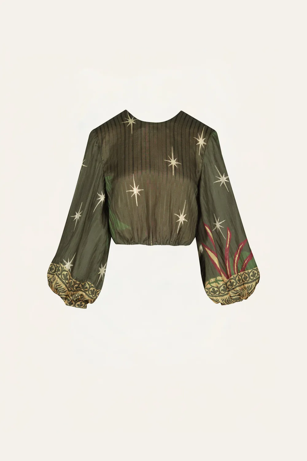Johanna Ortiz Afterwork top crop seta verde taglie 0-12