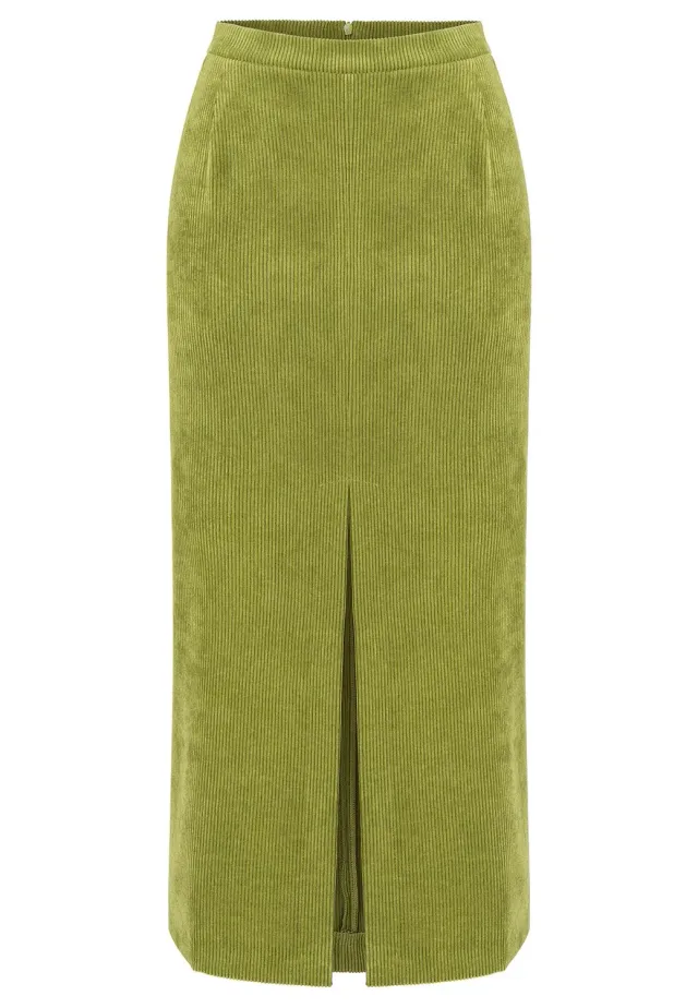 Ana Alcazar Sasla gonna midi verde lime spacco