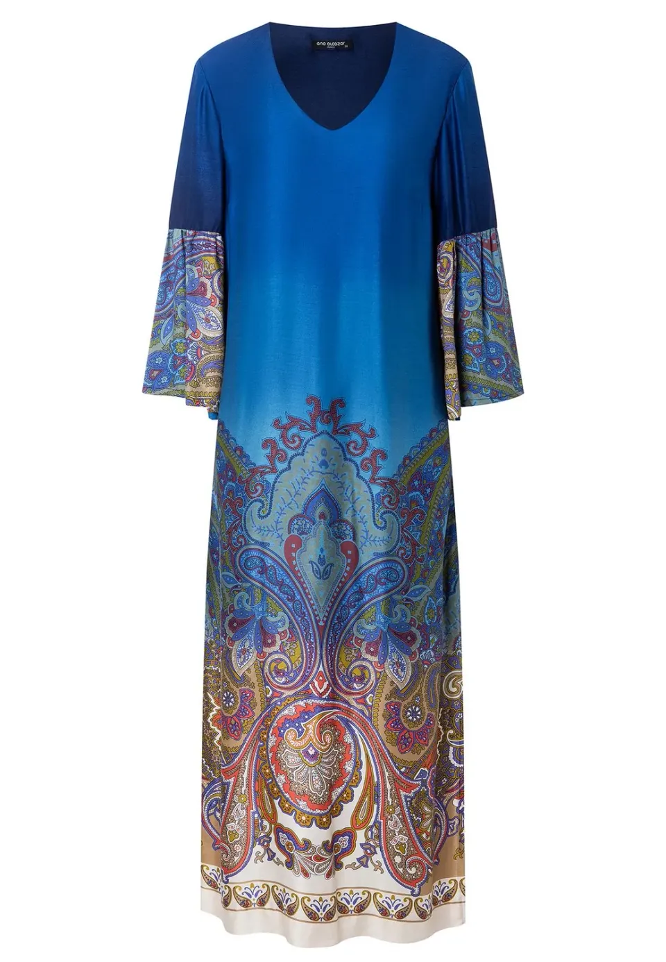 Ana Alcazar Pamea caftano midi blu raso invitata
