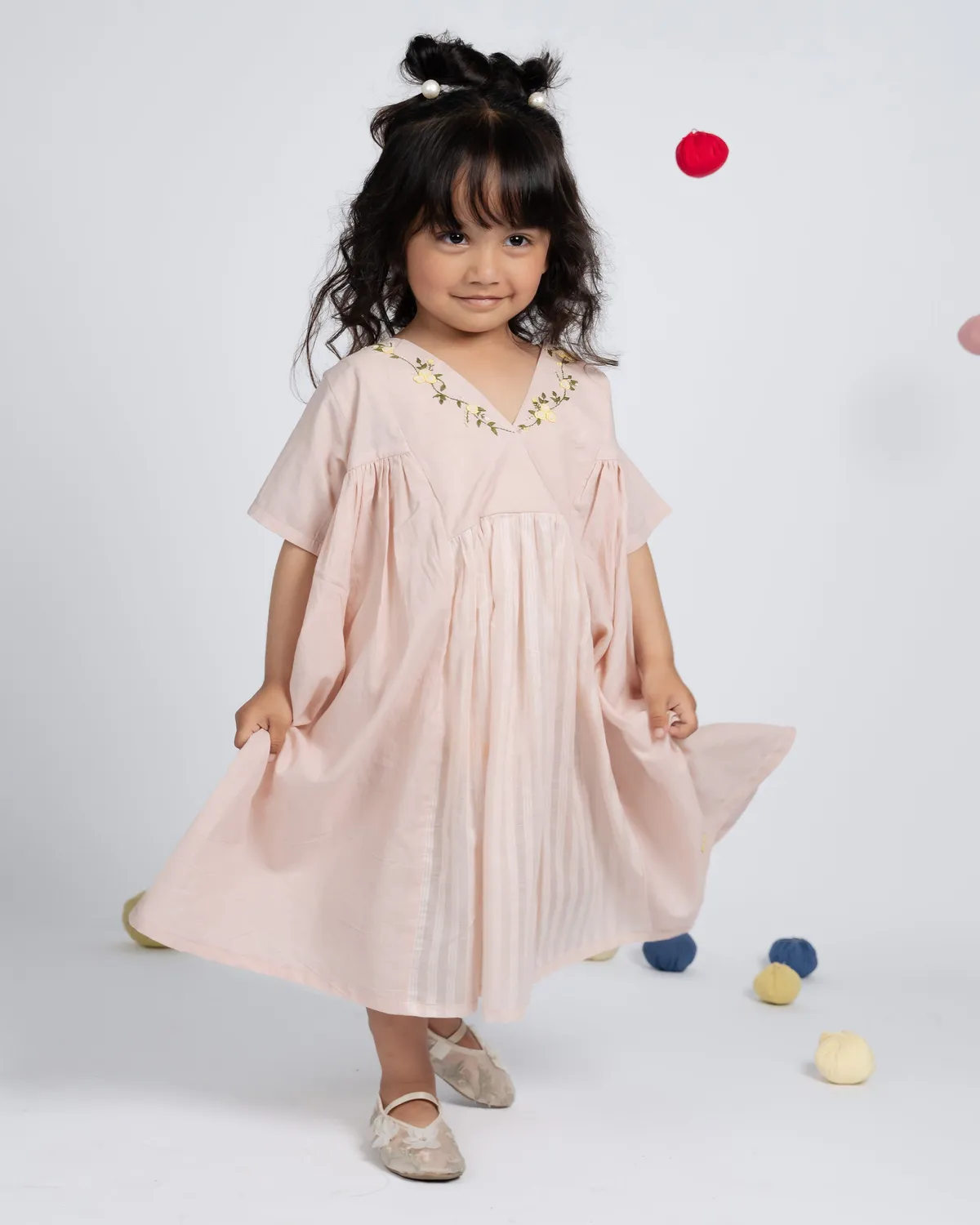 Our Dve Poppy Dress abito bambina rosa cotone