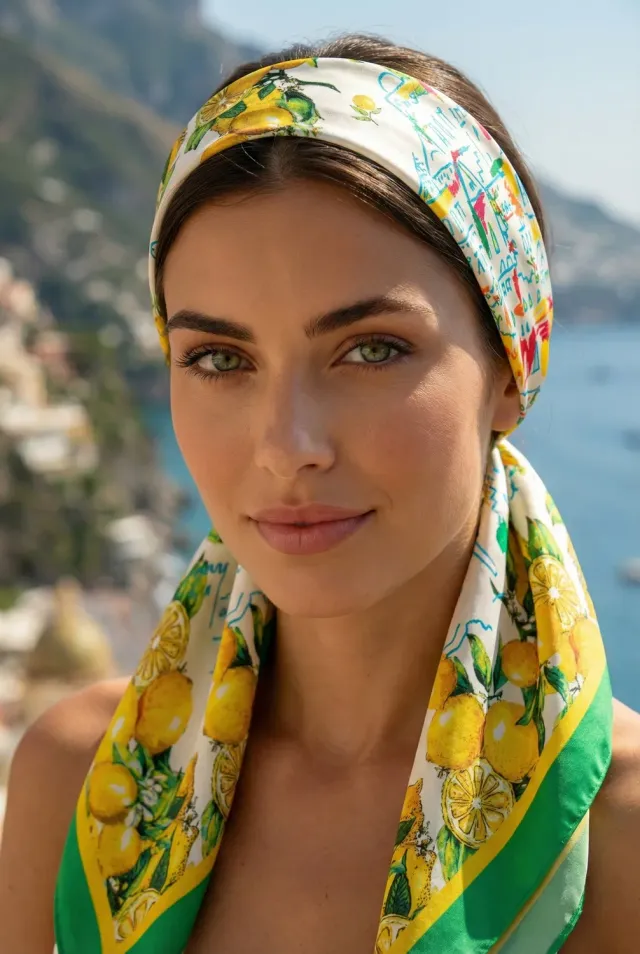 Antica Sartoria FW071 foulard giallo fantasia agrumi