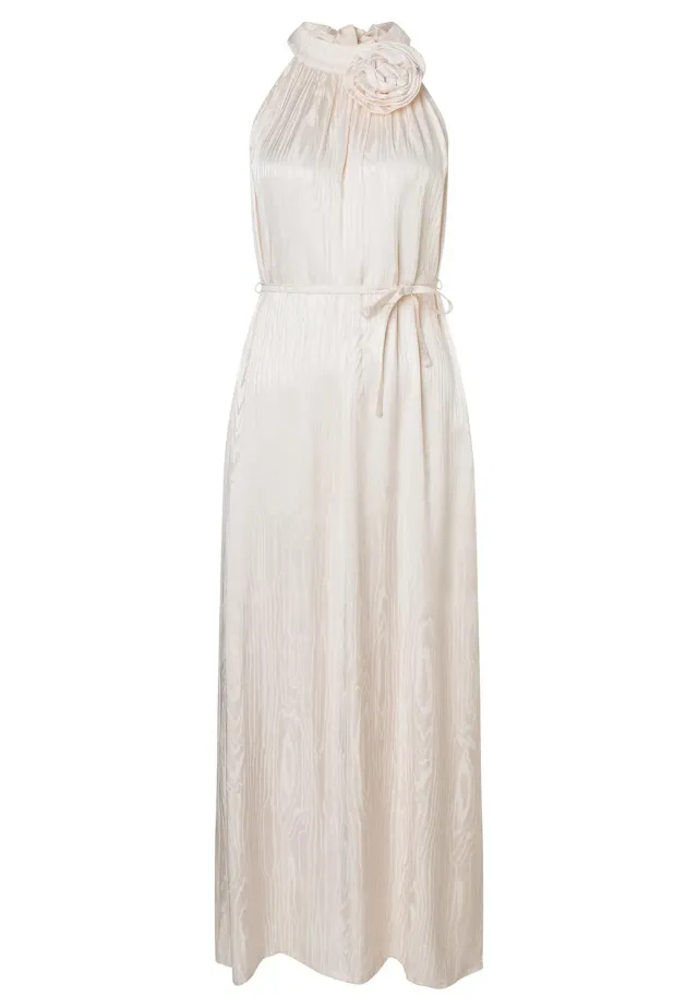 Ana Alcazar Zarta abito maxi raso bianco scollo halter