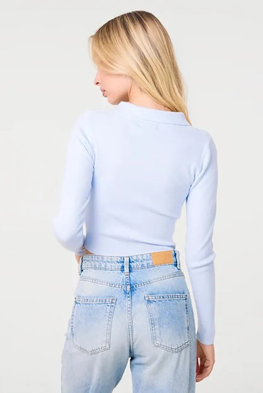 Pink Vanilla Zip Through Jumper Maglia Azzurro Ghiaccio