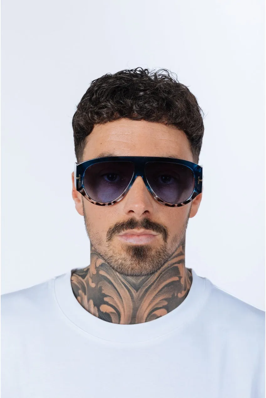 SVNX Oversized Rounded occhiali da sole blu nero PC