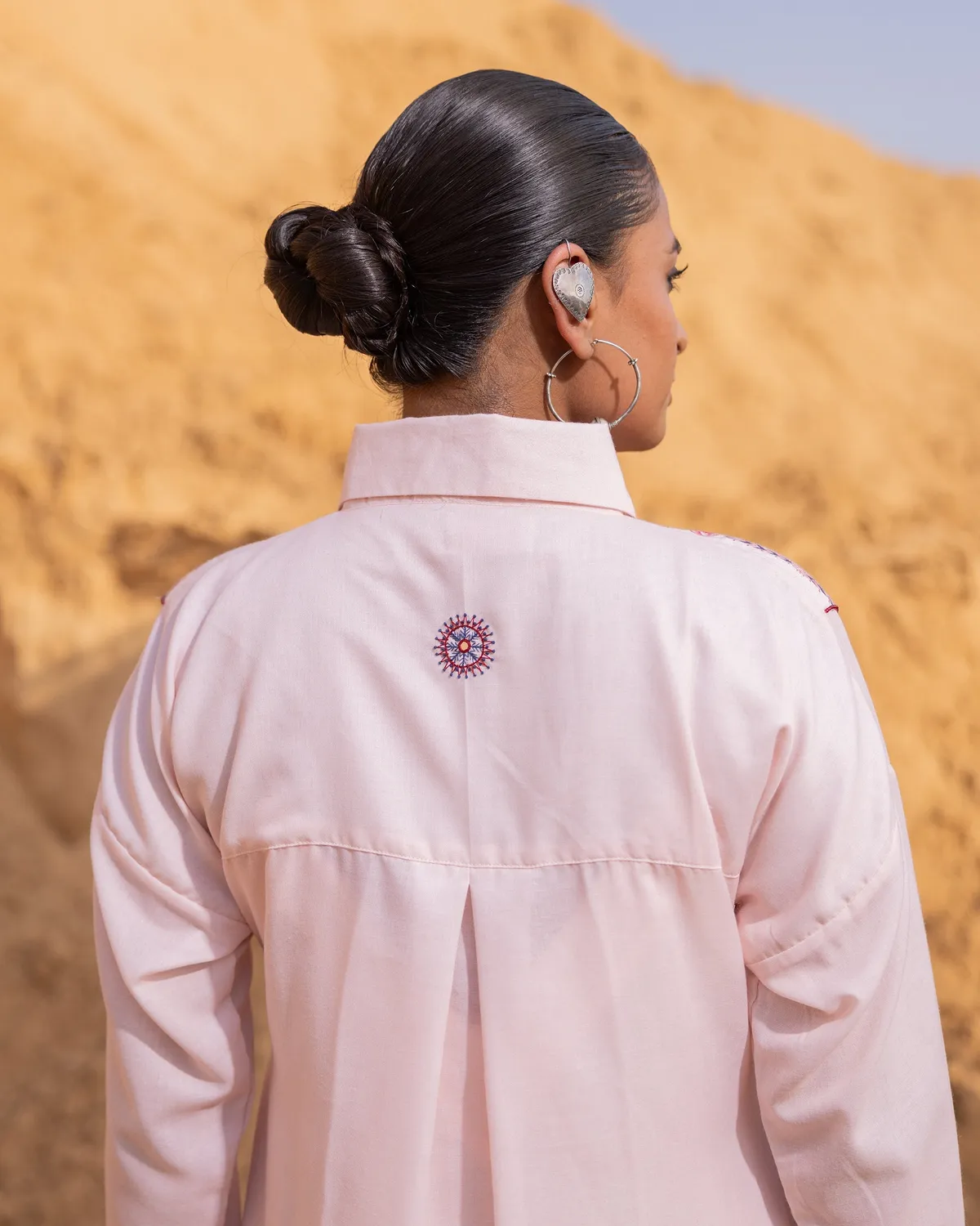 Our Dve Grida Desert Sand abito cotone seta XL