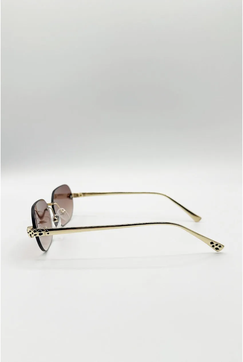 SVNX Jaguar Detail Rimless occhiali sole marroni
