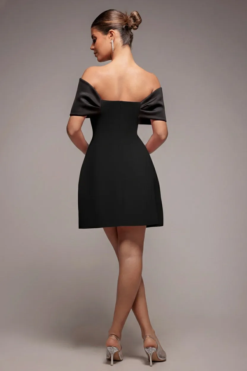 Goddiva Front Bow DR4613 mini abito nero cocktail
