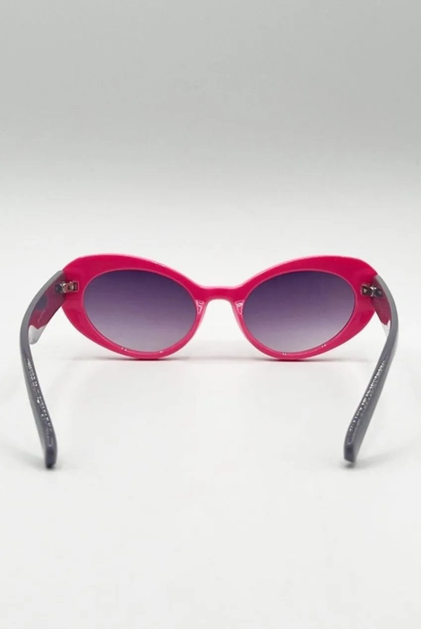 SVNX Oval Cat-Eye occhiali da sole rosa fucsia UV400